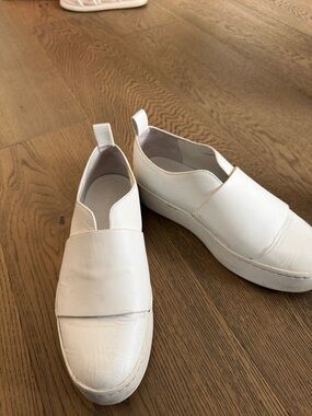 Vince White Slip-On Leather Sneakers